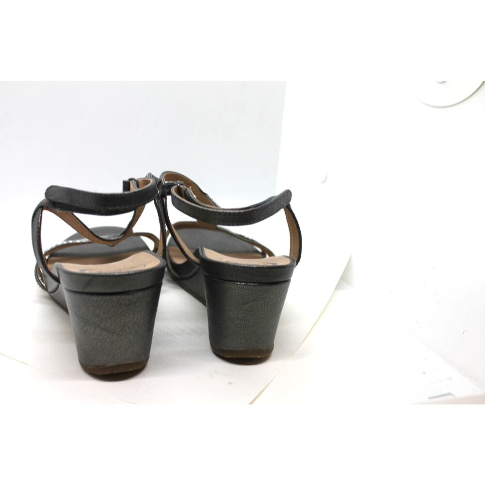 Abeo Women's Laney Pewter Leather Wedge Heel Sandals size 10 Neutral - Picture 4 of 5